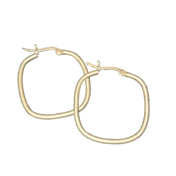 Unbranded Jewelry - Sterling Silver 925 Marked Squared Hoop Hinged‎ Back Earrings 1.125"X1.125"